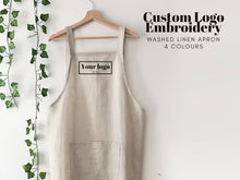 Load image into Gallery viewer, Personalised Logo Embroidered 100% Linen Pinafore Apron