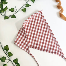 Load image into Gallery viewer, Cotton  Rust Gingham Hair Scarf, Triangle Head Scarf
