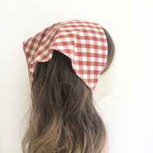 Load image into Gallery viewer, Cotton Gingham Hair Scarf, Triangle Head Scarf
