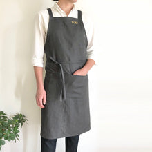 Load image into Gallery viewer, Personalised Logo Embroidered 100% Linen Pinafore Apron