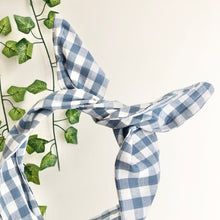 Load image into Gallery viewer, Blue Gingham Cotton Wire Headband