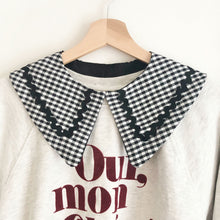 Load image into Gallery viewer, Gingham Cotton Pointy Collar- Black