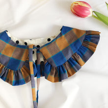 Load image into Gallery viewer, Kids Blue Check Cotton Detachable Collar
