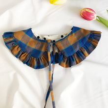 Load image into Gallery viewer, Kids Blue Check Cotton Detachable Collar