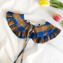 Load image into Gallery viewer, Kids Blue Check Cotton Detachable Collar