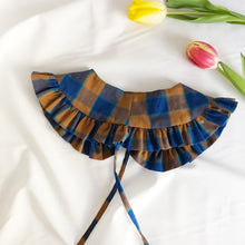 Load image into Gallery viewer, Kids Blue Check Cotton Detachable Collar