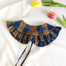 Load image into Gallery viewer, Kids Blue Check Cotton Detachable Collar