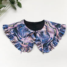 Load image into Gallery viewer, Purple Marble Print Cotton Removable Frill collar, Detachable Collar