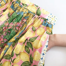 Load image into Gallery viewer, Lemon Garden Print Lurex Midi Skirt