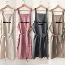 Load image into Gallery viewer, Personalised Natural 100% Linen Pinafore Apron
