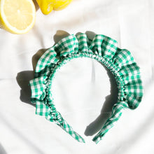 Load image into Gallery viewer, Green Gingham Rouched headband
