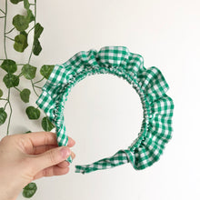 Load image into Gallery viewer, Green Gingham Rouched headband