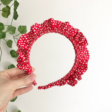 Load image into Gallery viewer, Red Polkadot Rouched headband