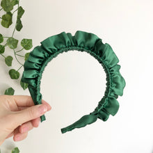 Load image into Gallery viewer, Green Silk Rouched headband