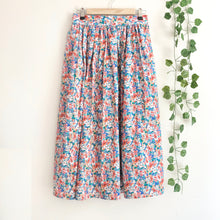 Load image into Gallery viewer, Blue&Red Floral Print Cotton Midi Skirt