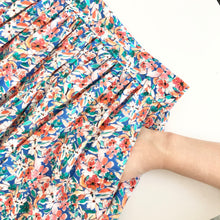 Load image into Gallery viewer, Blue&Red Floral Print Cotton Midi Skirt