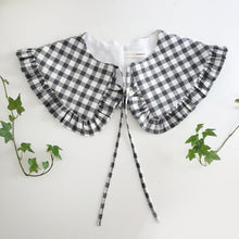 Load image into Gallery viewer, Grey Gingham Cotton Detachable Collar