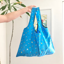 Load image into Gallery viewer, Blue Ditsy Print Reusable Shopping Bag