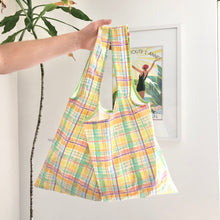 Load image into Gallery viewer, Pastel Check Reusable Shopping Bag