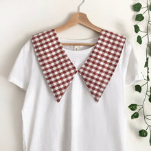 Load image into Gallery viewer, Rust Gingham Cotton Removable Collar, Sailor Collar
