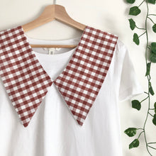 Load image into Gallery viewer, Rust Gingham Cotton Removable Collar, Sailor Collar