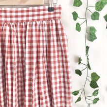 Load image into Gallery viewer, Rust Gingham Cotton Midi Skirt
