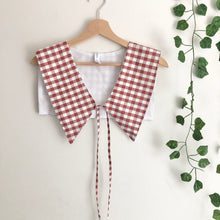 Load image into Gallery viewer, Rust Gingham Cotton Removable Collar, Sailor Collar