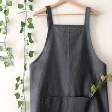 Load image into Gallery viewer, Personalised Charcoal Grey 100% Linen Pinafore Apron
