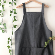 Load image into Gallery viewer, Personalised Charcoal Grey 100% Linen Pinafore Apron