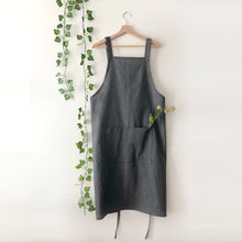 Load image into Gallery viewer, Personalised Charcoal Grey 100% Linen Pinafore Apron