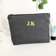 Load image into Gallery viewer, Personalised Embroidery Pouch Bags, Linen Pouch- Charcoal Grey
