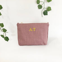 Load image into Gallery viewer, Personalised Embroidery Pouch Bags, Linen Pouch- Lavender