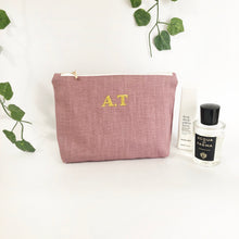Load image into Gallery viewer, Personalised Embroidery Pouch Bags, Linen Pouch- Lavender
