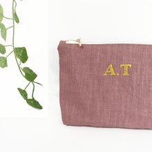 Load image into Gallery viewer, Personalised Embroidery Pouch Bags, Linen Pouch- Lavender