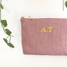 Load image into Gallery viewer, Personalised Embroidery Pouch Bags, Linen Pouch- Lavender