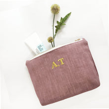 Load image into Gallery viewer, Personalised Embroidery Pouch Bags, Linen Pouch- Lavender