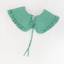 Load image into Gallery viewer, Green Cotton Gingham Detachable Collar