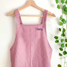 Load image into Gallery viewer, Personalised Lavender 100% Linen Pinafore Apron