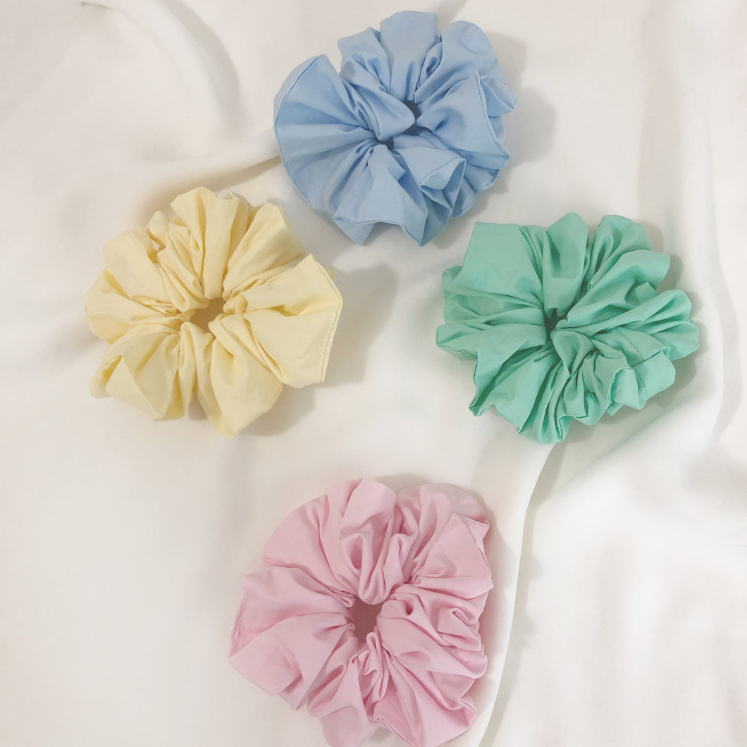 Set of 4 Pastel Colour Cotton Printed Scrunchie