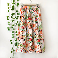 Load image into Gallery viewer, Watercolour Print Cotton Midi Skirt