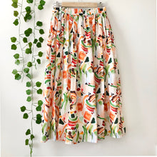 Load image into Gallery viewer, Watercolour Print Cotton Midi Skirt