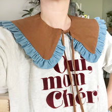 Load image into Gallery viewer, Brown/Denim Cotton Removable Collar, Detachable Frill collar