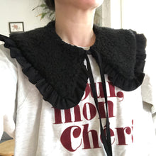 Load image into Gallery viewer, Oversized Sherpa Collar, Frill collar, Detachable Frill collar- Black