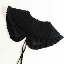 Load image into Gallery viewer, Oversized Sherpa Collar, Frill collar, Detachable Frill collar- Black