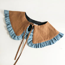 Load image into Gallery viewer, Brown/Denim Cotton Removable Collar, Detachable Frill collar