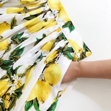 Load image into Gallery viewer, Lemon Print Cotton Midi Skirt