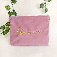 Load image into Gallery viewer, Personalised Embroidery Corduroy Pouch Bags- Lavender