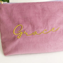 Load image into Gallery viewer, Personalised Embroidery Corduroy Pouch Bags- Lavender