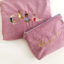 Load image into Gallery viewer, Personalised Embroidery Corduroy Pouch Bags- Lavender