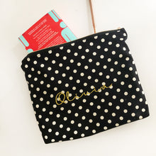Load image into Gallery viewer, Personalised Polkadot Print Pouch Bag